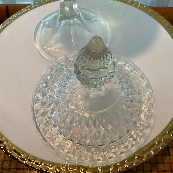 Vintage Large 15-1/2” Indiana Glass Tiara Diamond Point Apothecary Jar - Picture 9 of 13